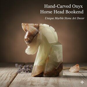 Marble Bookend Horse Head Christmas gift, handmade bookend, premium quality-New